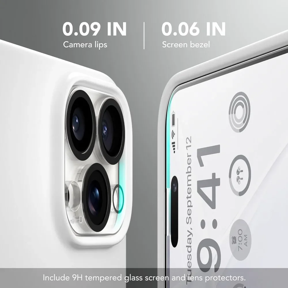 iPhone 14 Pro Case, Compatible w/ Magsafe, 2 Screen & Lens Protectors, White